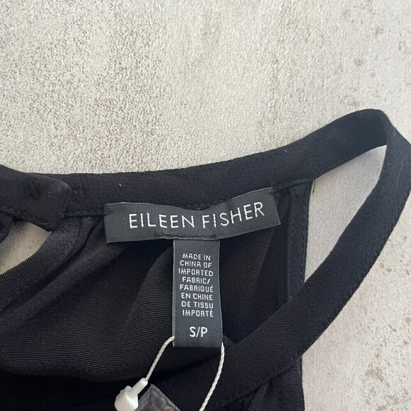 Eileen Fisher Women Size S Black Tencel Viscose Crepe Midi NEW Halter Dress - Picture 15 of 16